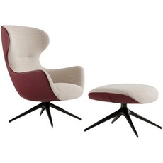 에그체어 북유럽풍 라운드 1인용 안락의자 카페의자, 페달(패브릭 PU 가죽)