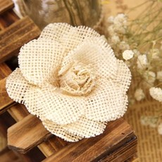 홈데코꽃 빈티지 린넨 DIY 장미꽃 코사지 브로치 식물