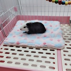 겨울 따뜻한 두꺼운 햄스터 패드 둥지 피부 친화적 편안한 설치류 침대 매트 사랑 인쇄 귀여운 면화 애완, [01] L, 05 분홍색_01 L, 1개