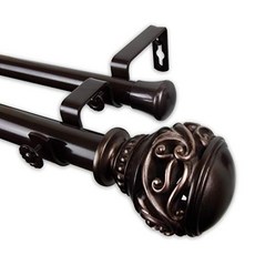 Rod Desyne 1인치 이사벨라 더블 커튼 160-240인치 브론즈 Rod Desyne 1" Isabella Double Curtain 160-240 inch Bron