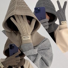 니트 바라클라바 넥워머 장갑 세트 구성 여성 겨울 방한 패션템