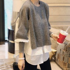코코블랑 루시드 벌룬배색니트티
