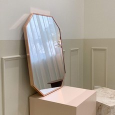 [브래그디자인] 5mm 두꺼운 거울 450x600 팔각 거울 (로즈골드), 로즈골드