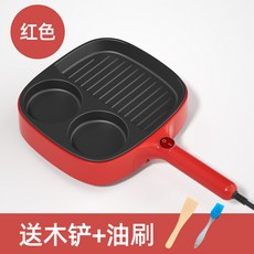 크레페메이커 가정용 주방 샌드위치 토스터 전기오븐 부침개 고기 와플기 3in1다용도 전기찜통, T02-빨간색