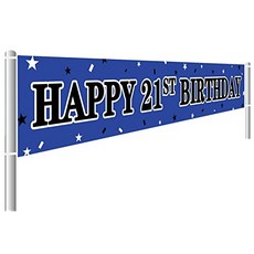 EOM 큰 파란색 생일 축하 21 번째 생일 배너 21 번째 생일 파티 사인 21 번째 생일 파티 용품 장식 (9.8 x 1. [21st] - E0482089GF5PMJ3
