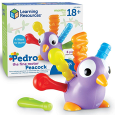 러닝리소스 소근육 공작새 촉감각 완구 교구 어린이집 18개월 Learning Resources Pedro the Fine Motor Peacock Montessori Toys, 혼합색상 - 러닝리소스고슴도치