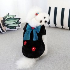 553964 / 1pc 애완 동물 코트 토끼 애완 동물 두 다리가 달린 안티 토끼 고양이 옷 유럽 스타일의 꽃과 활 장식 블랙 레드 브라운, Black, CHINA