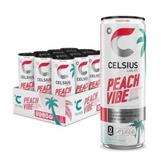 셀시어스 스파클링 키위 스트로베리 에너지 드링크 355ml 12캔 174992, 셀시어스 스파클링 피치 바이브
