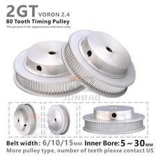 VORON2.4 2GT 16T 80 톱니 타이밍 펄스 폭 15mm 보어 가이드 동기 벨트 3D 프린터 부품, 04 2GT20T Black, 03 Belt W6_05 8mm