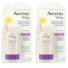 Aveeno Baby Continuous Protection 아비노 베이비 징크 옥사이드 선스틱 SPF50 0.47oz(13g) 2팩, 0.47 Ounce