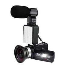 유튜브 셀프 촬영용카메라비디오 디지털 줌 . 도 플립 스크린 캠코더, 4k-48mp, 16g SD 카드
