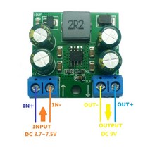 스텝업 부스트 DC 컨버터 모듈 납산 자동차 라이터 PLC LED용 DC 3 7 18V 5V 7 5V 9V 12V 15V 24V, OUT 9V, 1개