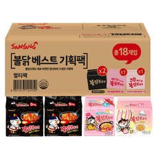 삼양 불닭볶음면 140g x 10p + 까르보불닭볶음면 130g x 4p + 크림 까르보불닭볶음면 140g x 4p, 1세트