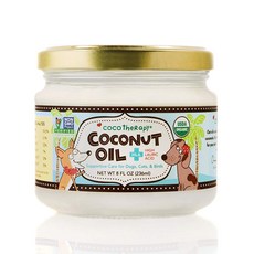 CocoTherapy Organic Virgin Coconut Oil 8 Ounces CocoTherapy 유기농 버진 코코넛 오일 8 온스 개 피부 털 소화 및 면역을, 1개