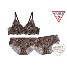 게스 속옷 언더웨어 리얼호피나염 브라렛1개 레이스팬티2개세트GBWBR918BRGBWPT918BR SEW253 ZRU225