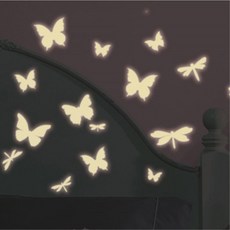 붙였다떼었다 우주 아이방벽 스티커 포인트스티커, 빛을내는나비K1706