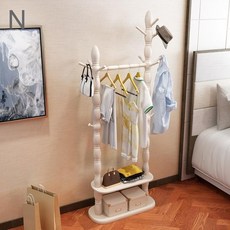 원룸 조립식 옷걸이 이동식 수납행거 멀티행거, N.이중 스노우화이트[허리걸이가 달린] 길이 60
