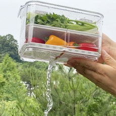 냉장고정리트레이 냉동실 냉장고 정리용기 투명 밀폐 과일 야채 보관함 야채통 물빠짐기능, 대(No.6533), 1개, 1개