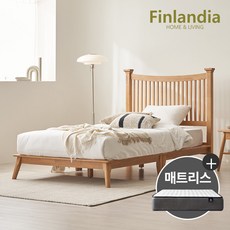 핀란디아 아멜리 원목 평상형 침대 슈퍼싱글SS+21포켓매트, 단품