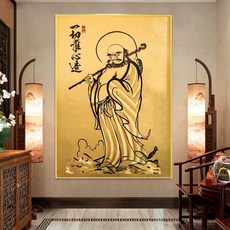 풍수 지리 달마도사 액자 행운 복 돈 명절 개업선물, 1개, (풀다이아몬드 및 풀스티커) 80x100cm