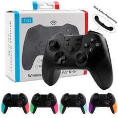 스위치 프로 라이트용 무선 BT 게임 컨트롤러 OLED PC 게임 패드 조이스틱 백 버튼 프로그래밍 터보 모터 진동 기능, 1개, 2.Red Blue