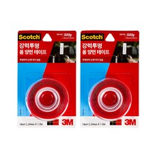 3M 초강력 VHB 아크릴 폼 투명 양면 테이프 24mm x 1.5m 3215C / 실내 인테리어 블랙박스 하이패스 차량용 인테리어 소품 부착, 2개