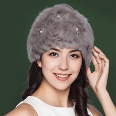 여성 겨울 가을 모피 보온 토끼 털모자 두꺼운 귀목 베레모자 트렌드