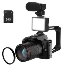 디지털 카메라 DSLR 디카 4K Wifi 입문자용 꿀딩즈, 기본+64GB SD카드+라이트+매크로렌즈+홀더+마이크