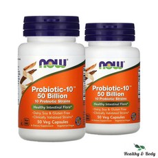 Now Probiotic-10 50 Billion 나우 프로바이오틱-10 500억 50베지캡슐, 50정, 2개