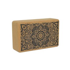 YOGA DESIGN LAB 코르크 블록 럭셔리 우수한 그립과 강도 내추럴, Mandala, 1개
