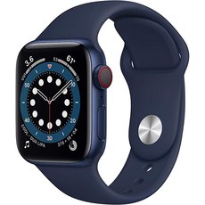 Apple 애플워치 6, 블루 알루미늄 케이스, 딥 네이비 스포츠 밴드, 40mm, GPS+Cellular