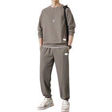 남동을위한 착용 긴 소매 풀오버 탑 탄성 허리 바지에 대한 세련된 2pcs 스포츠 정장 세트
