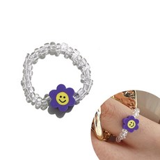 아이엘 IHamZR148 미소짓는 꽃 비즈 반지 컬러 플라워 투명 링