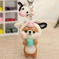 니들펠트 양모펠트 강아지 양모인형 시바 diy 만들기키트, 1.젖소시바