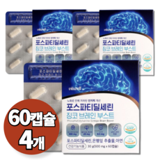 포스파티딜세린 식약처인증 징코 인지력 기억 개선 브레인부스트, 60정, 4개