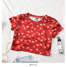 여성 티셔츠 O넥 컬러 프린트 티셔츠 반팔 여성 섹시 티셔츠 2019 여름 클럽 Midriff baring 여성 상의