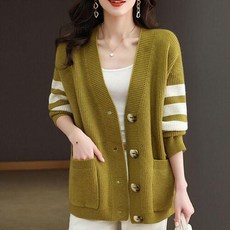 여자 브이넥 가디건 상의 가을룩 루즈핏 룩 데일리 니트 여친 아우터 여성 꾹3