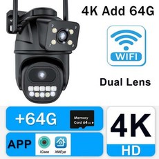 6K 12MP WiFi IP 카메라 3 렌즈 파노라마 뷰 야외 PTZ IP 카메라 모션 감지 스마트 홈 보안 카메라 무선 CCTV 카메라 보안 보호 360 ° WiFi, 22) 4K 8MP Add 64G - 미국 플러그 - tta인증nvr