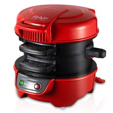 토스터기 아침 600W 베이킹 메이커 미니 와플 머핀 식사 다기능 샌드위치 기계, EU, 빨간, 1개