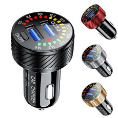 전압표시 고속 충전 시거잭 내열성 QC3.0 USB 자동차 전화 USB 충전기, 블랙
