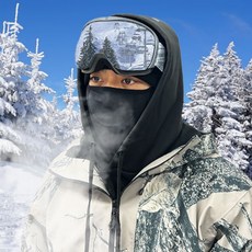 겨울 스노우보드 기모 후드 바라클라바, 블랙, 1개