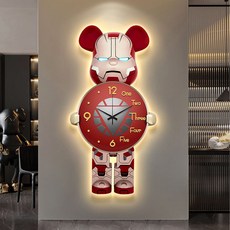 Uinox 곰돌이 시계 LED 무드등 인테리어 벽시계 대형 디자인 무소음 조명벽시계, D, 41*80cm