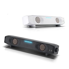 LED 게이밍 사운드바 2채널 스테레오사운드 헤드폰-마이크단자 USB-전원 일체형 전원-볼륨-T1, 화이트