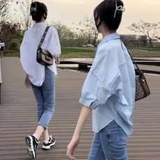 수유 셔츠 뒤판 펀칭 상큼 프렌치 탑 고급스러움 루즈핏 셔츠