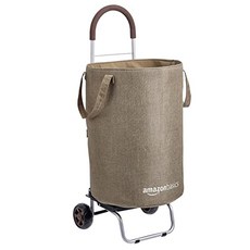 롤링 세탁 바구니 카트는 돌리 36 인치 핸들 높이 갈색으로 변환 가능 (36 Inch Brown), 36 Inch, Brown