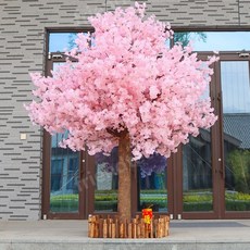 대형 분홍색 가짜 인조 벚꽃 나무 조화 인테리어 소품, (원형) 높이 1m 너비 80cm, 1개