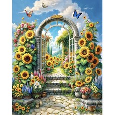 호우맘 액자 캔버스형 보석십자수 DIY 키트 40 x 50 cm, 1개, HM-130 해바라기정원 1개, HM-130 해바라기정원