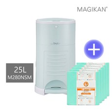 매직캔휴지통 25L+리필5롤세트(화이트 블루 핑크 민트)와이드형속뚜껑+기본리필포함 - M280NS+280R5B, 03_ 25L민트+리필5롤→M280NSM+280R5B