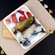 벨르펫 고양이 캣닢 물고기 인형 흰동가리 + 잉어 + 아로아나 + 고등어 세트, 혼합색상, 1세트