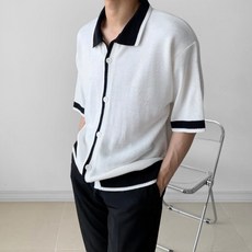 남자배색반팔가디건